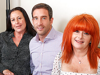 This salesman is getting lucky with two horny cougars