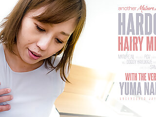 Fucking hairy MILF Yuma Nakamura in POV style in bed