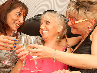 Three mature lesbians having sex