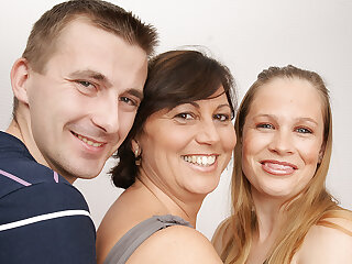 Horny housewife and hot MILF in threesome