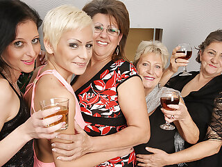 Five horny old and young lesbians make it special for Christmas