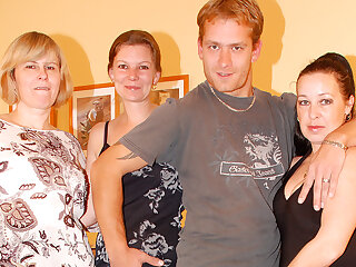 This lucky dude fucks three older women